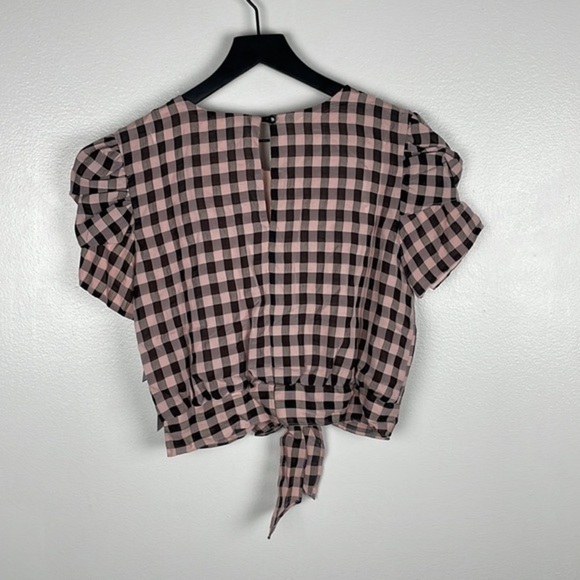 NWT Cosmo Dress the Population Gingham Cropped Blouse - Picture 2 of 7